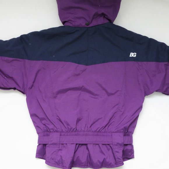 Womens Large 12 Insulated Ski Jacket Attached Hood Purple and Blue - Picture 2 of 8